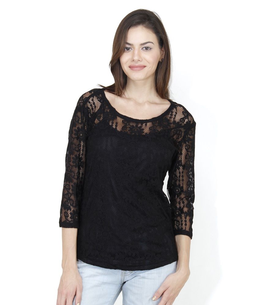 Mayra Black Polyester Tops - Buy Mayra Black Polyester Tops Online at Best Prices in India on 