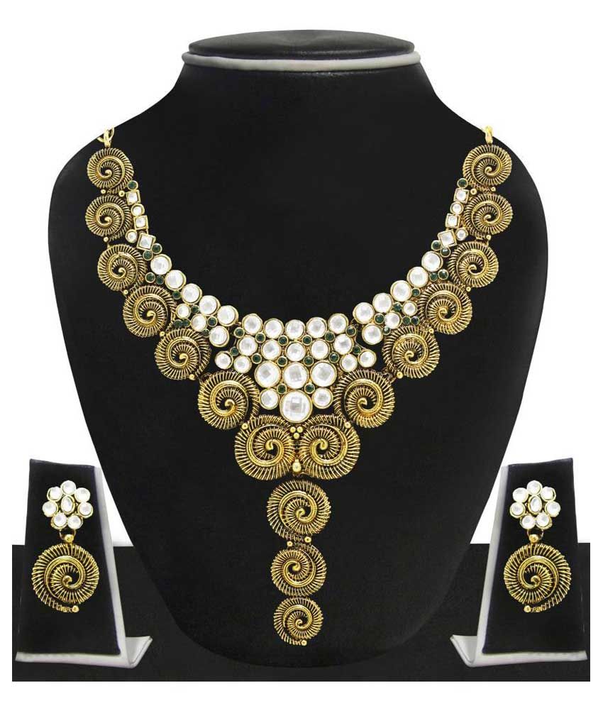 Zaveri Pearls Green Alloy Necklace Set Buy Zaveri Pearls Green Alloy