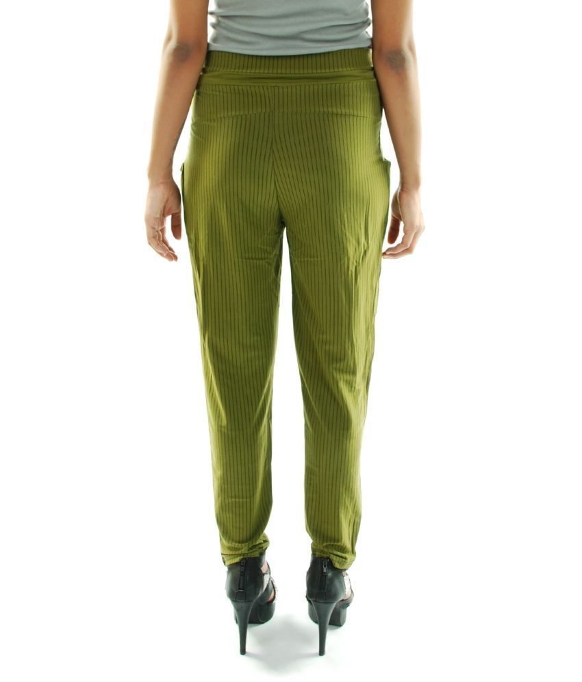 green harem trousers