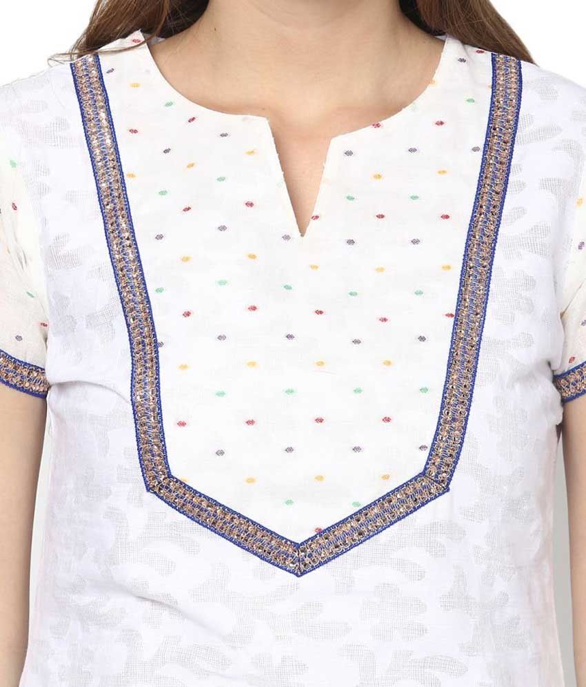 kurti design with white lace