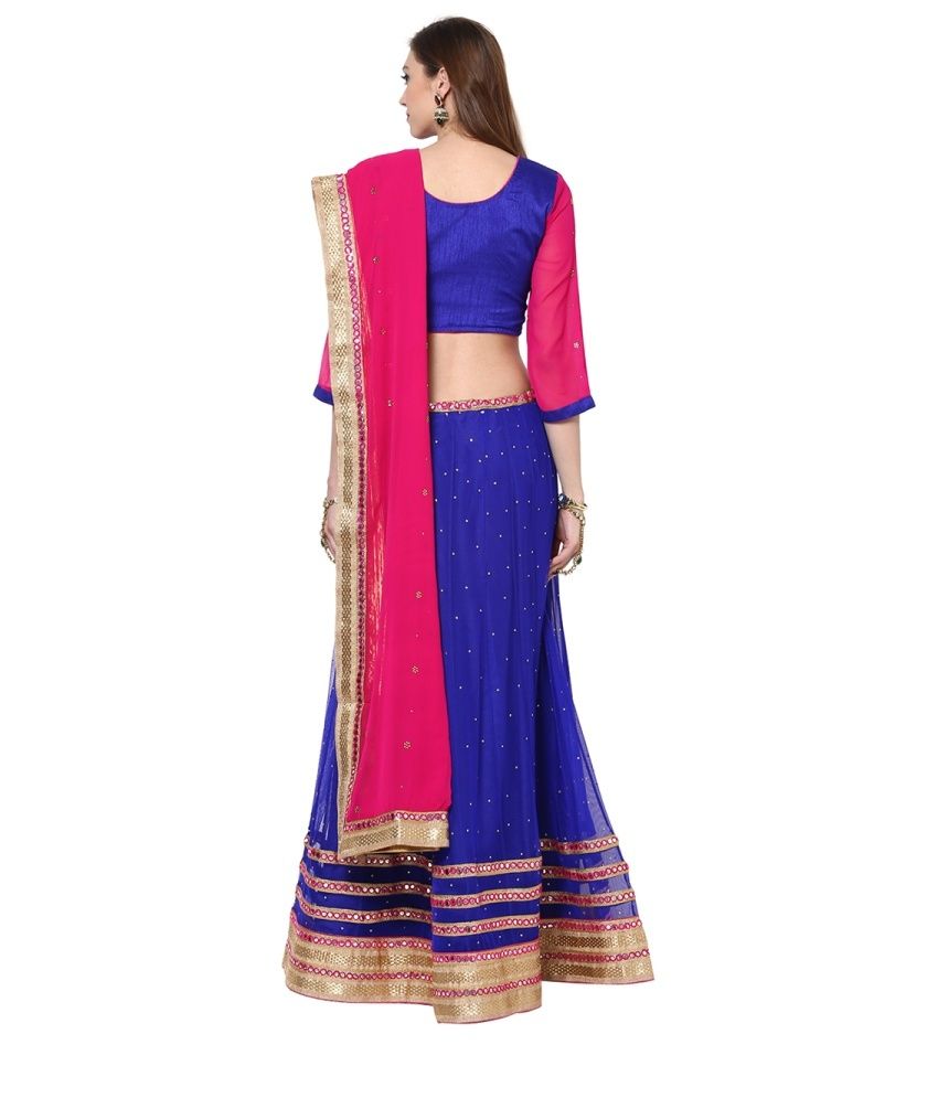 blue and pink lehenga choli