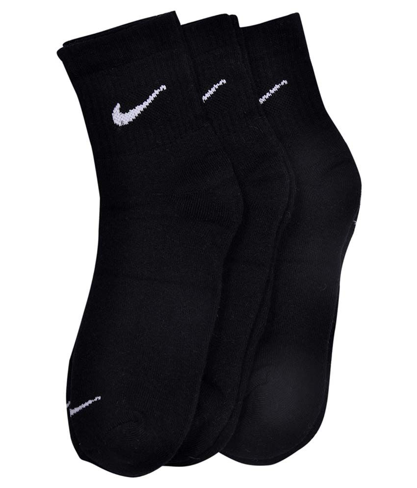 Nike Black Cotton Ankle Length Socks For Men - Pack Of 3 - Buy Nike ...
