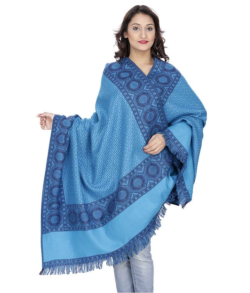 Indo Essence Blue Woollen Shawls Price in India - Buy Indo Essence Blue ...