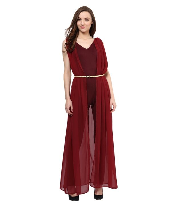 maroon off shoulder jumpsuit