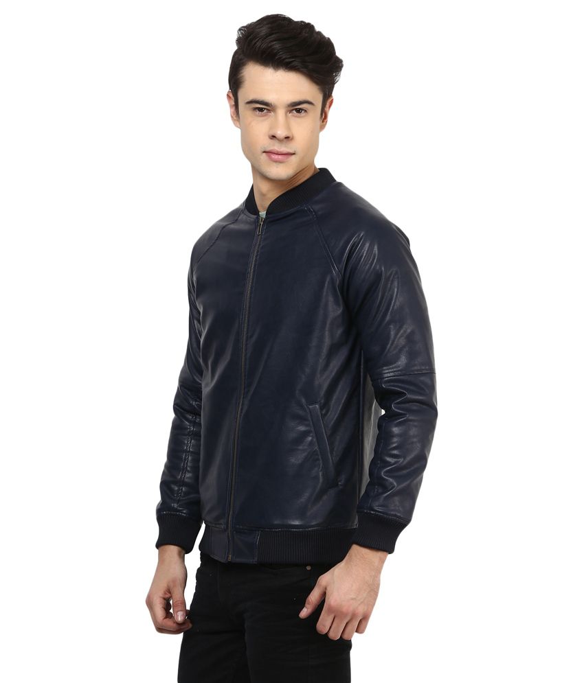 Atorse Navy Blue Leather Jacket - Buy Atorse Navy Blue Leather Jacket ...