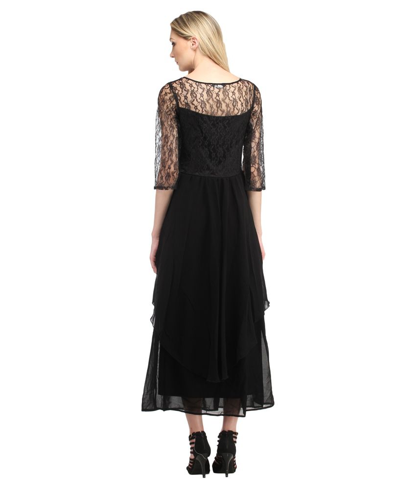 Cottinfab Black Net Maxi Dress - Buy Cottinfab Black Net Maxi Dress ...