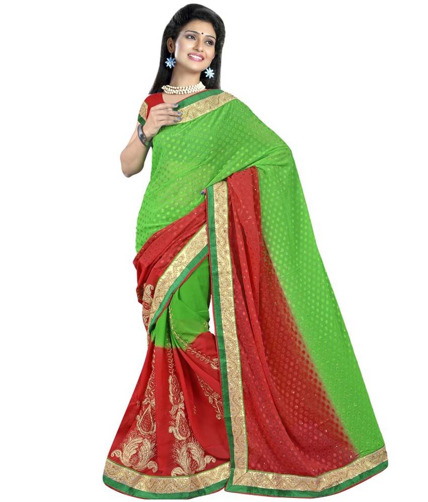 Kunika Sarees Green Art Silk Saree - Buy Kunika Sarees Green Art Silk ...