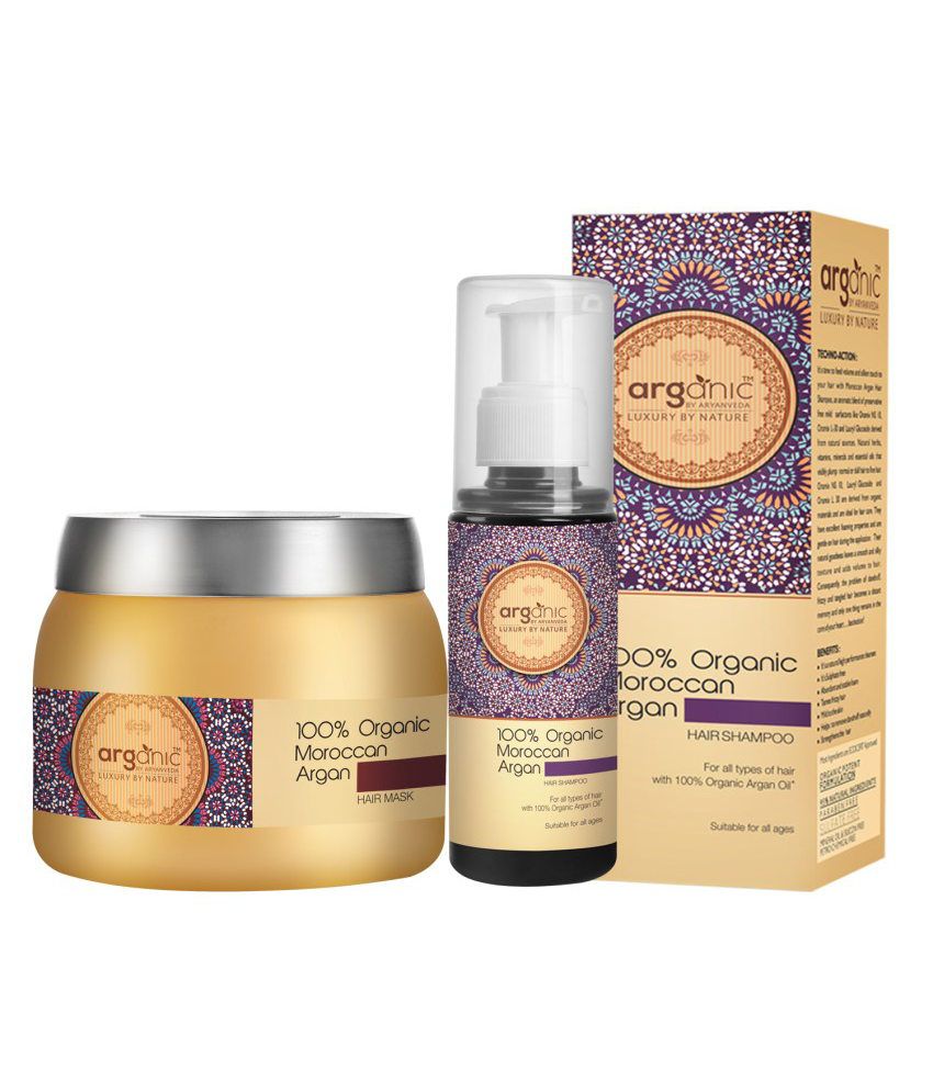 Aryanveda 100 Percent Moroccan Argan Hair Shampoo Hair Mask Comb