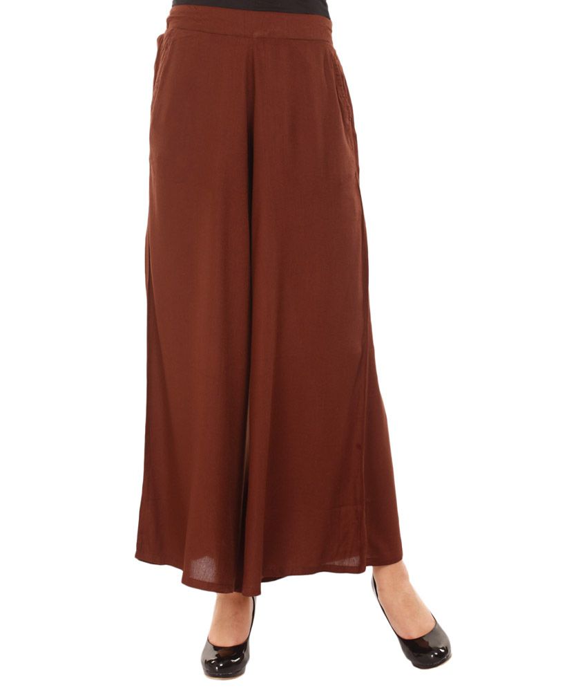 Buy Mustard Brown Solid Palazzo Pants Online at Best Prices in India ...