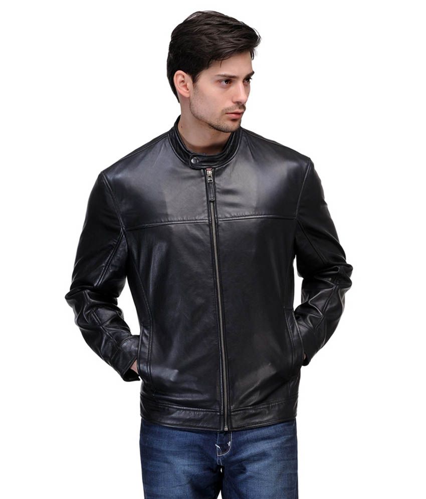 Zarf Black Full Sleeve Leather Casual Jacket - Buy Zarf Black Full ...