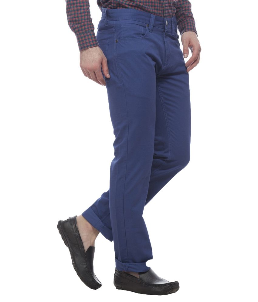 Divini Blue Slim Fit Casual Flat Touser - Buy Divini Blue Slim Fit ...