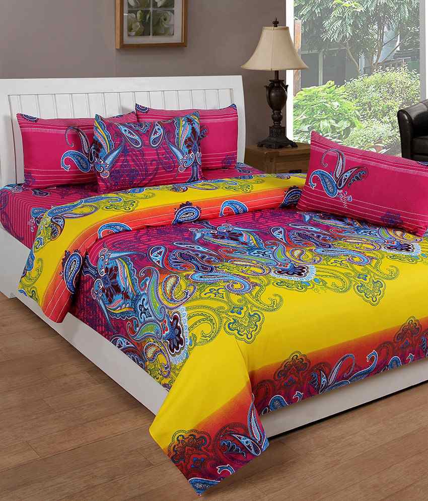 Saluja Enterprises Multicolour Cotton Double Bedsheet With 2 Pillow Cover Buy Saluja