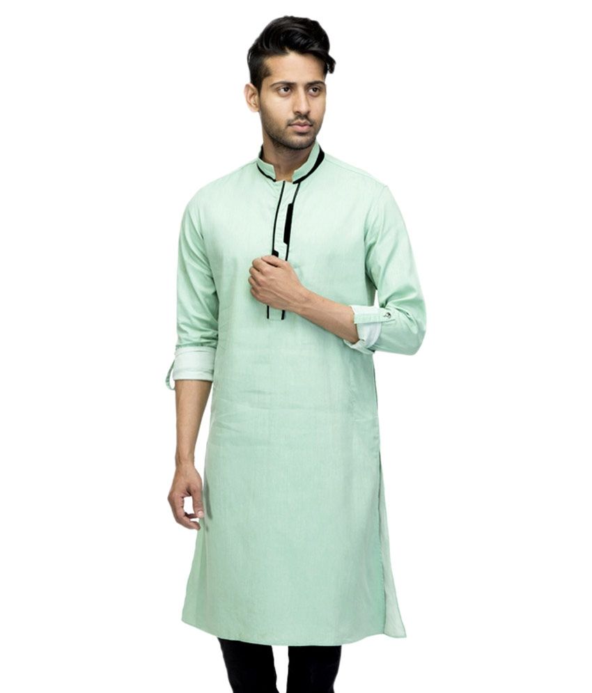 Designer Lab Green Colour Casual Kurta For Men Buy Designer Lab