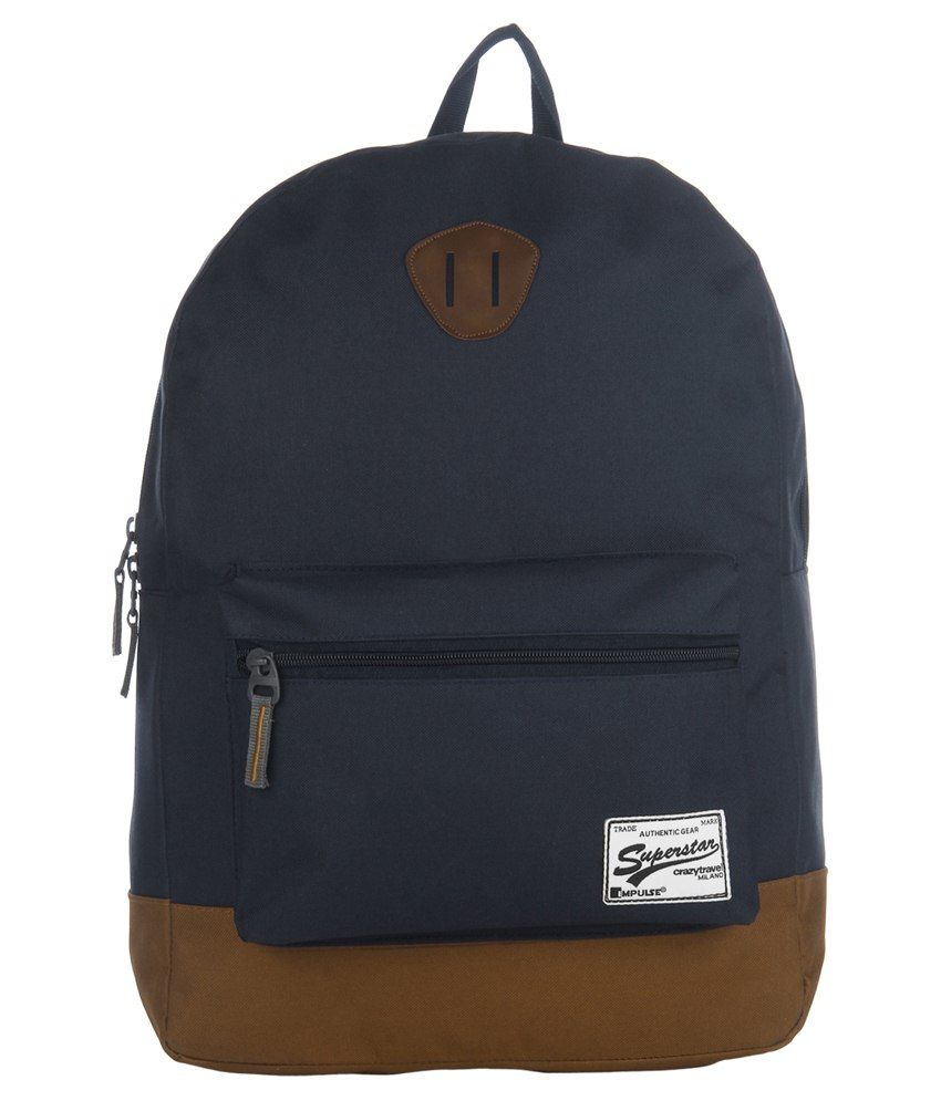 Impulse Polyester Backpack-Blue \u0026 Brown 