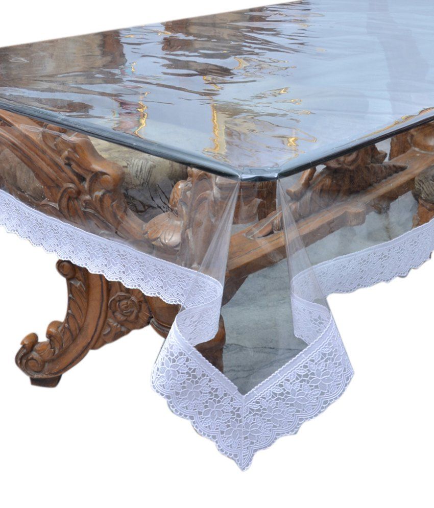 Prime Table Cover Transparent with White Lace 4 SEATER Buy Prime