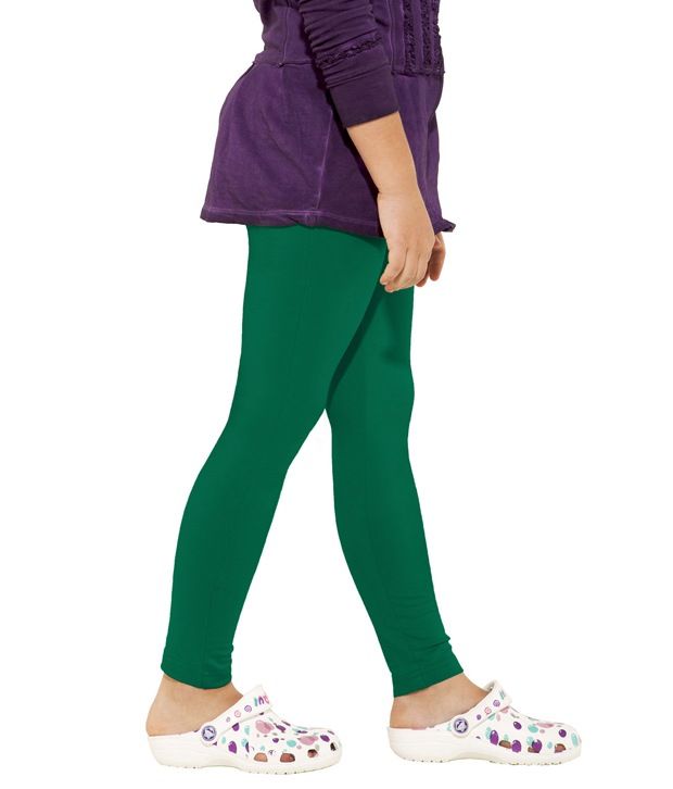 Go Colors Green Leggings For Girls 