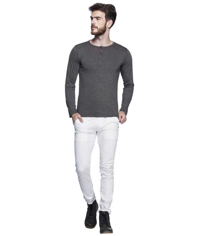 Tinted Dark Gray Solid Henley T Shirt Buy Tinted Dark Gray Solid