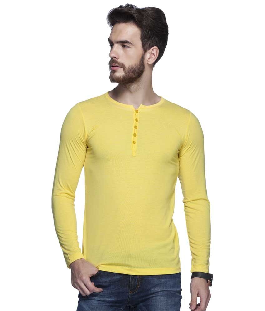 Tinted Yellow Solid Henley T Shirt Buy Tinted Yellow Solid Henley T