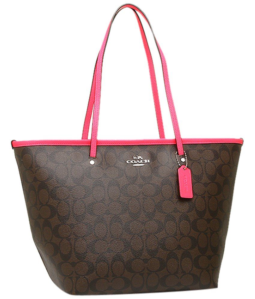 coach tote bags pink and brown