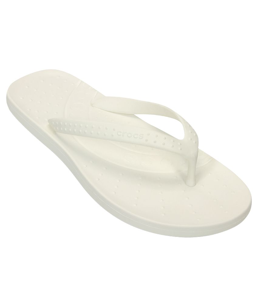 crocs white flip flops