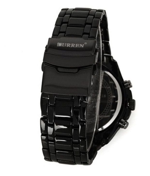 curren black analog watch
