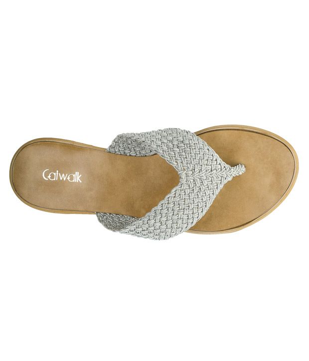 Catwalk Stunning Silver Flat Slippers Price in India- Buy Catwalk ...