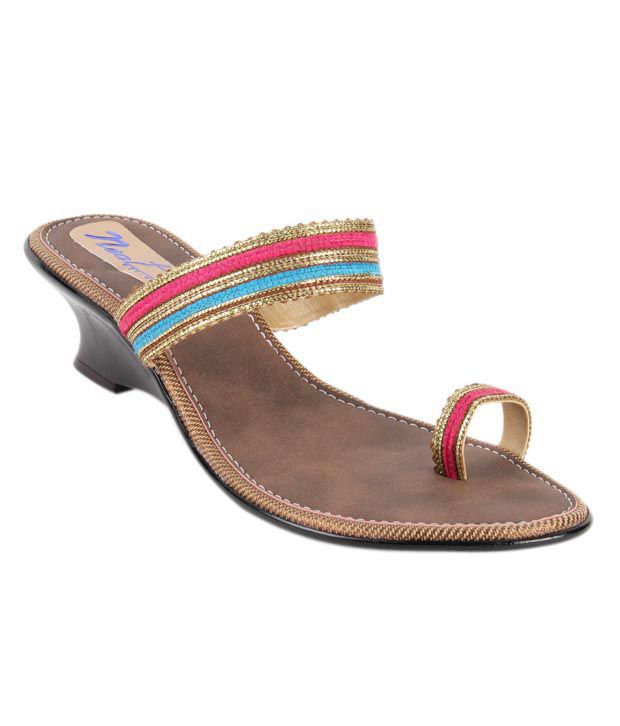 Neat Deep Pink & Blue Heel Sandals Price in India- Buy Neat Deep Pink ...