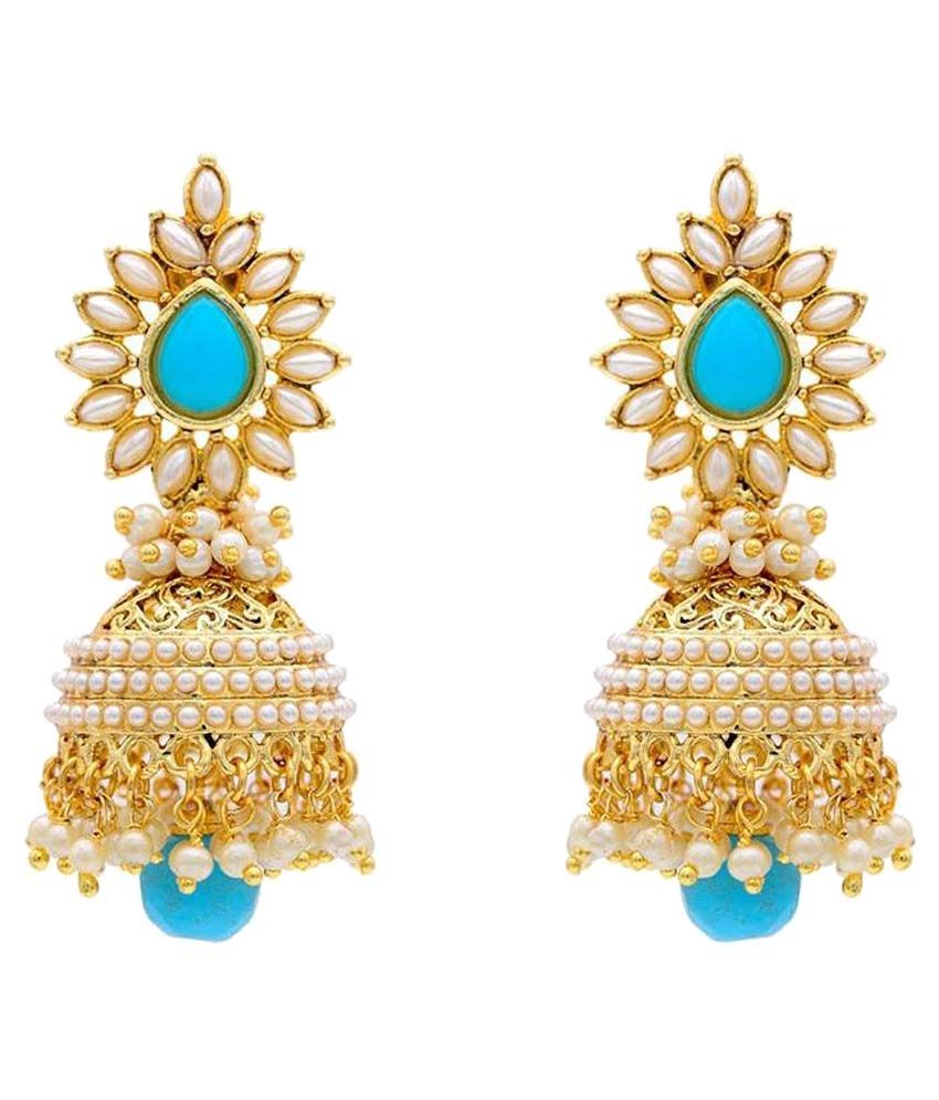     			YouBella Bollywood Style Blue Jhumki Earrings