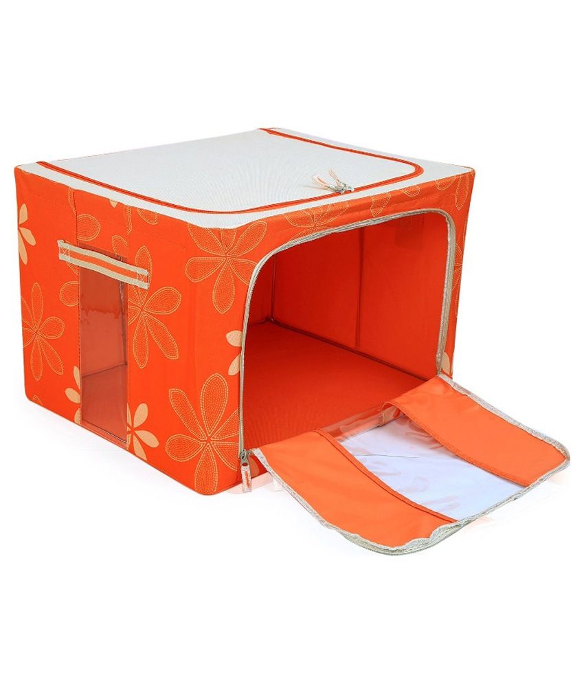 Pindia Orange And Beige Fabric Storage Box Buy Pindia Orange And Beige