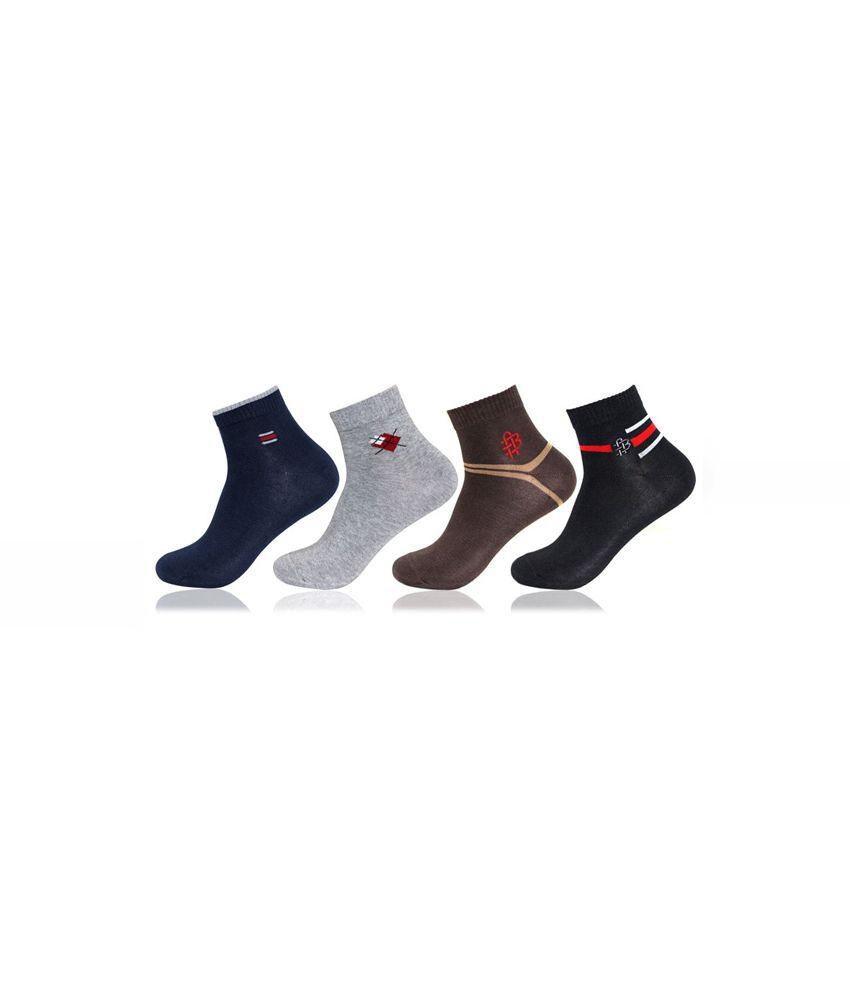     			Bonjour - Cotton Men's Printed Multicolor Ankle Length Socks ( Pack of 4 )