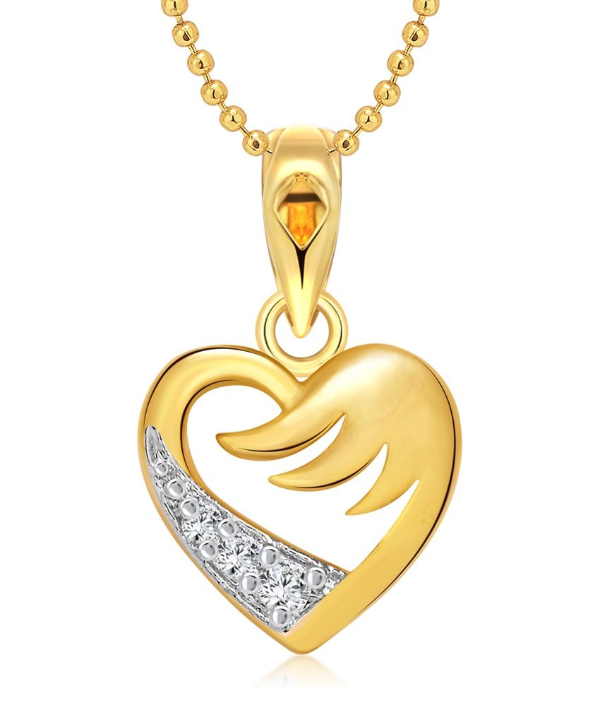     			Vighnaharta Flying Heart CZ Gold and Rhodium Plated Pendant