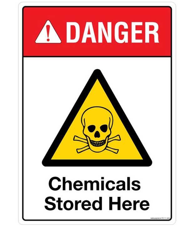 Safety Sign Store Danger Chemical Stored Here FireExitEmergency