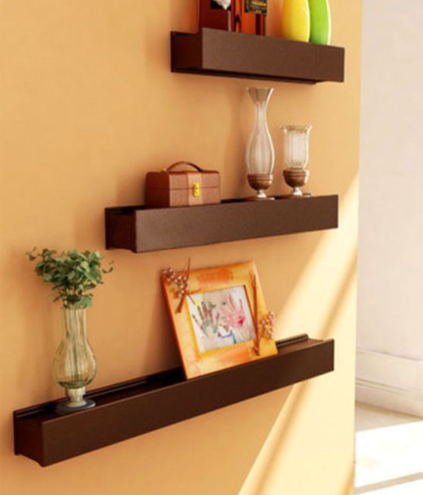 Sajja Craft Brown Wooden Floating Shelf/ Wall Shelf / Storage Shelf