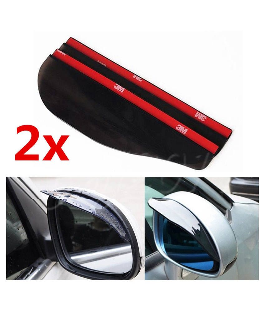 Autotrends Black Tinted Car Side Mirror Rain Guard Visor for Toyota