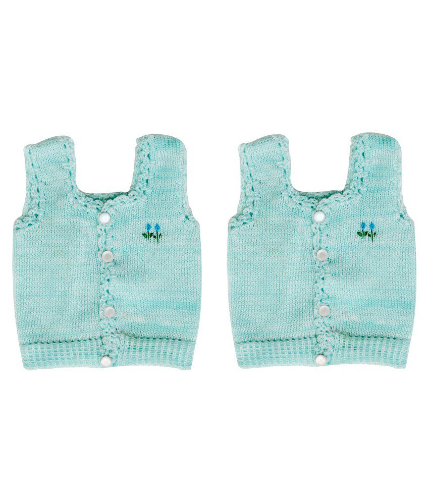     			Turquoise Wollen New Born Vest Pack Of 2  Tini-Mini