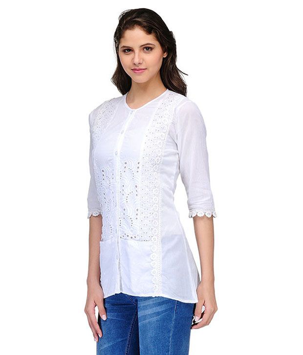 India Inc White Cotton Tops - Buy India Inc White Cotton Tops Online at ...