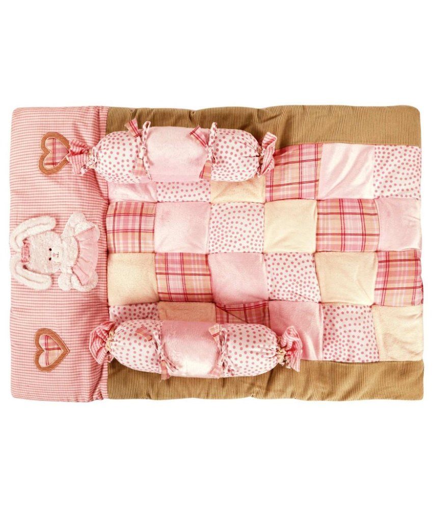 Mom&me Multicolour Cotton Tender Heart Gadda Set baby sleeping bed