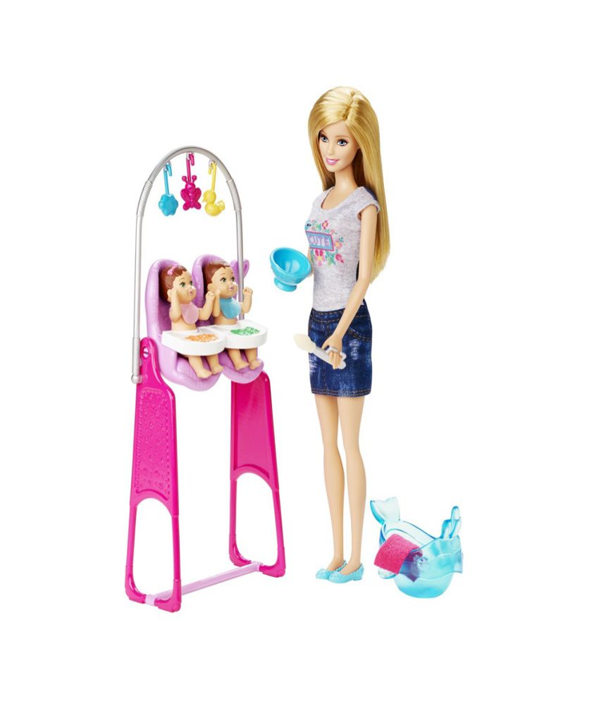 barbie careers twins babysitter doll and playset