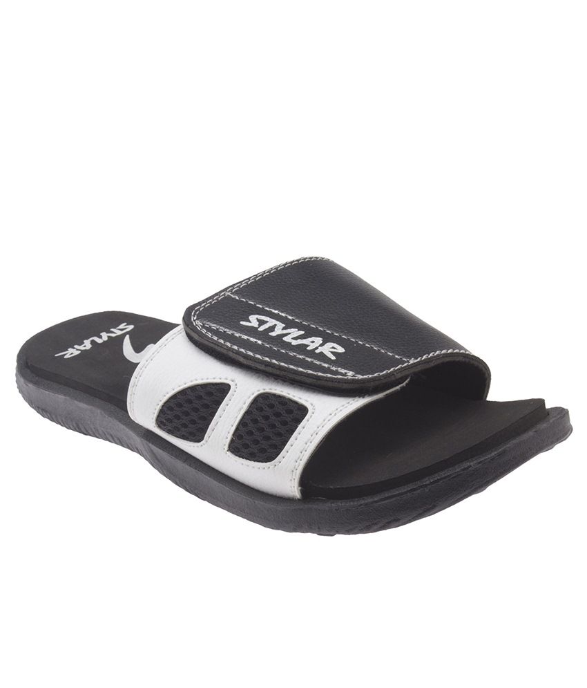 Stylar Black & White Flip Flops Price in India- Buy Stylar Black & White Flip Flops Online at 