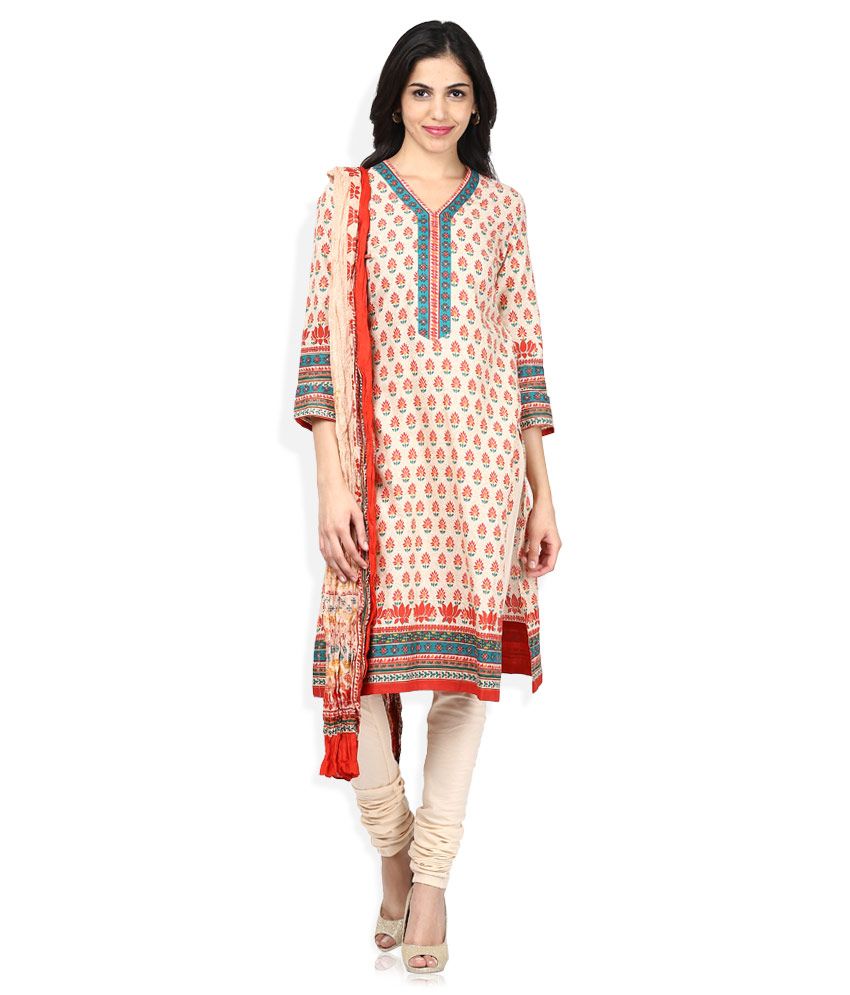 Biba Cotton Kurti With Churidar Stitched Suit Buy Biba Cotton Kurti
