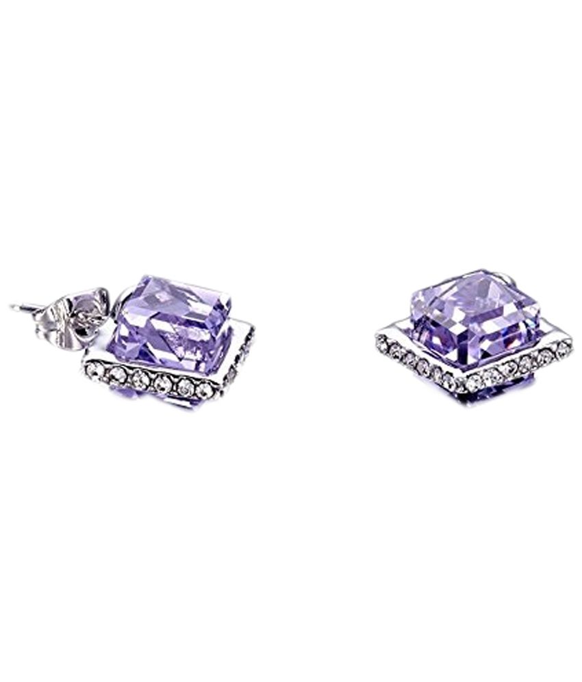 Yellow Chimes Swarovski Elements Purple Crystal See Through Cubes Yellow Chimes Swarovski Elements Purple Crystal See Through Cubes Stud Earrings