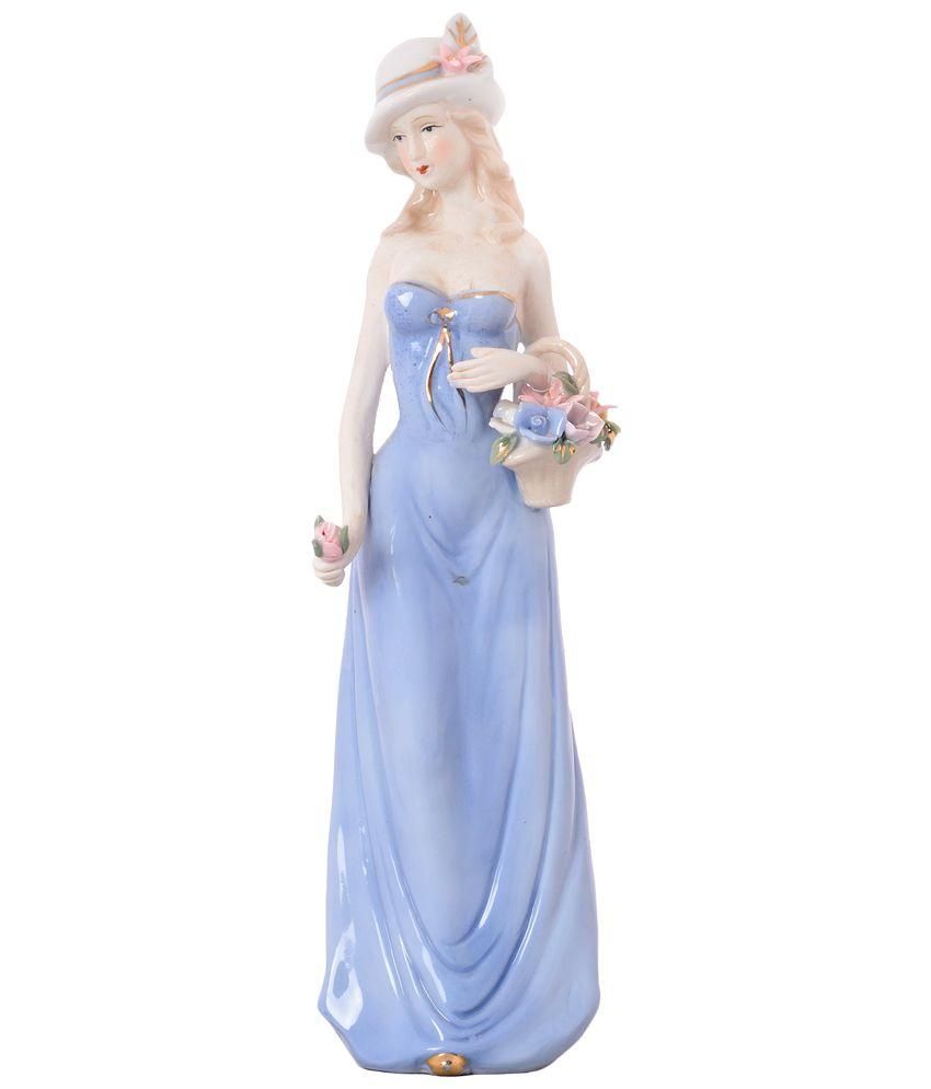 Four Wall Blue Gown Pottery Beautiful Girl Showpiece: Buy Four Wall ...