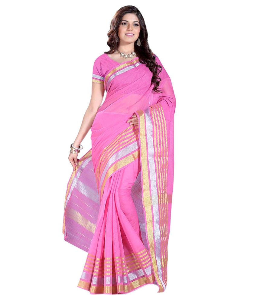 Vismay Pink Cotton Saree - Buy Vismay Pink Cotton Saree Online at Low ...