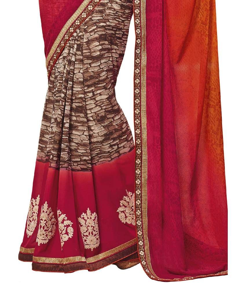 Surat Tex Multi Color Faux Georgette Saree - Buy Surat Tex Multi Color ...