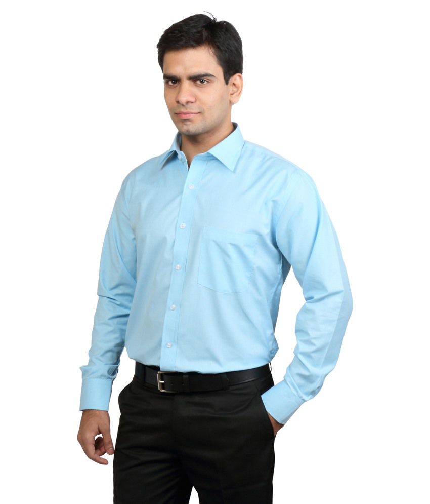 Basil Men's Plain Sky Blue Cotton Slim Fit Formal Shirt - Buy Basil Men ...