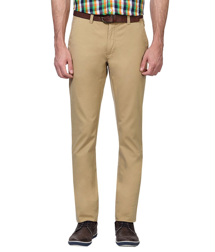 Allen Solly Khaki Regular Fit Flat Trousers - Buy Allen Solly Khaki ...