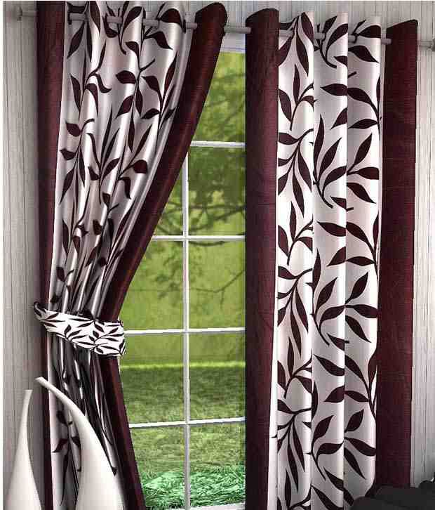     			Tanishka Fabs Solid Semi-Transparent Eyelet Curtain 7 ft ( Pack of 2 ) - Brown