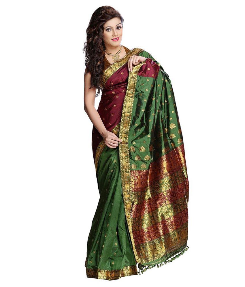 Assam Silk Saree Green Silk Saree - Buy Assam Silk Saree Green Silk Saree  Online at Low Price - Snapdeal.com