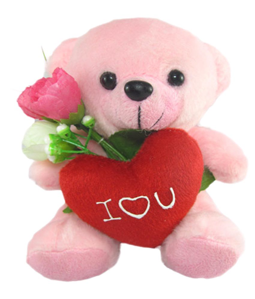     			Tickles Pink Charming Teddy with Heart and Rose Stuffed Soft Plush Animal Toy for Kids 16 cm
