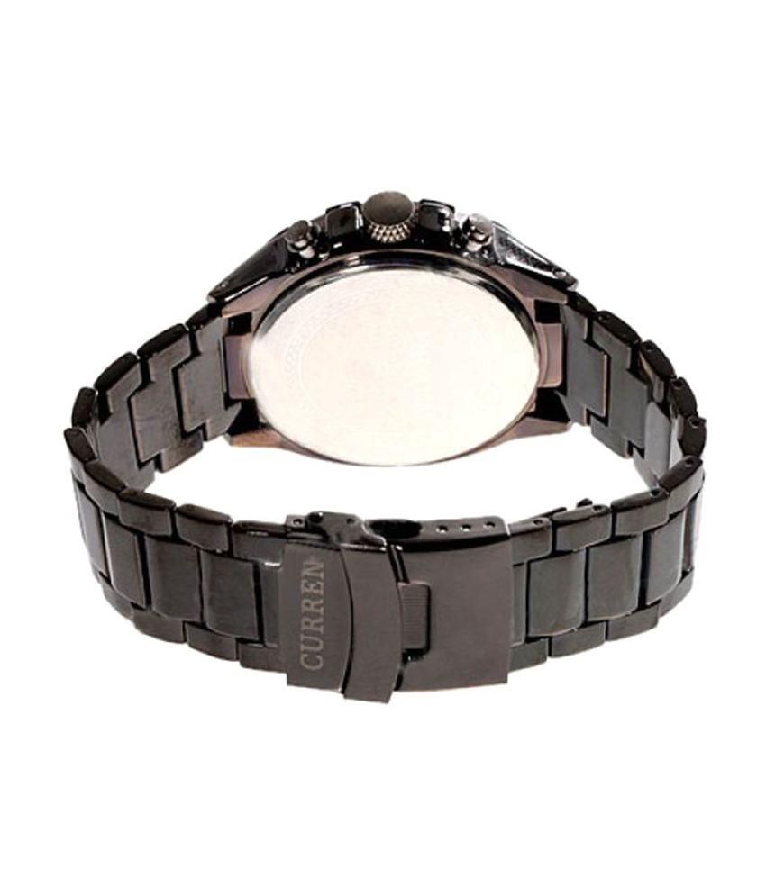 curren black analog watch